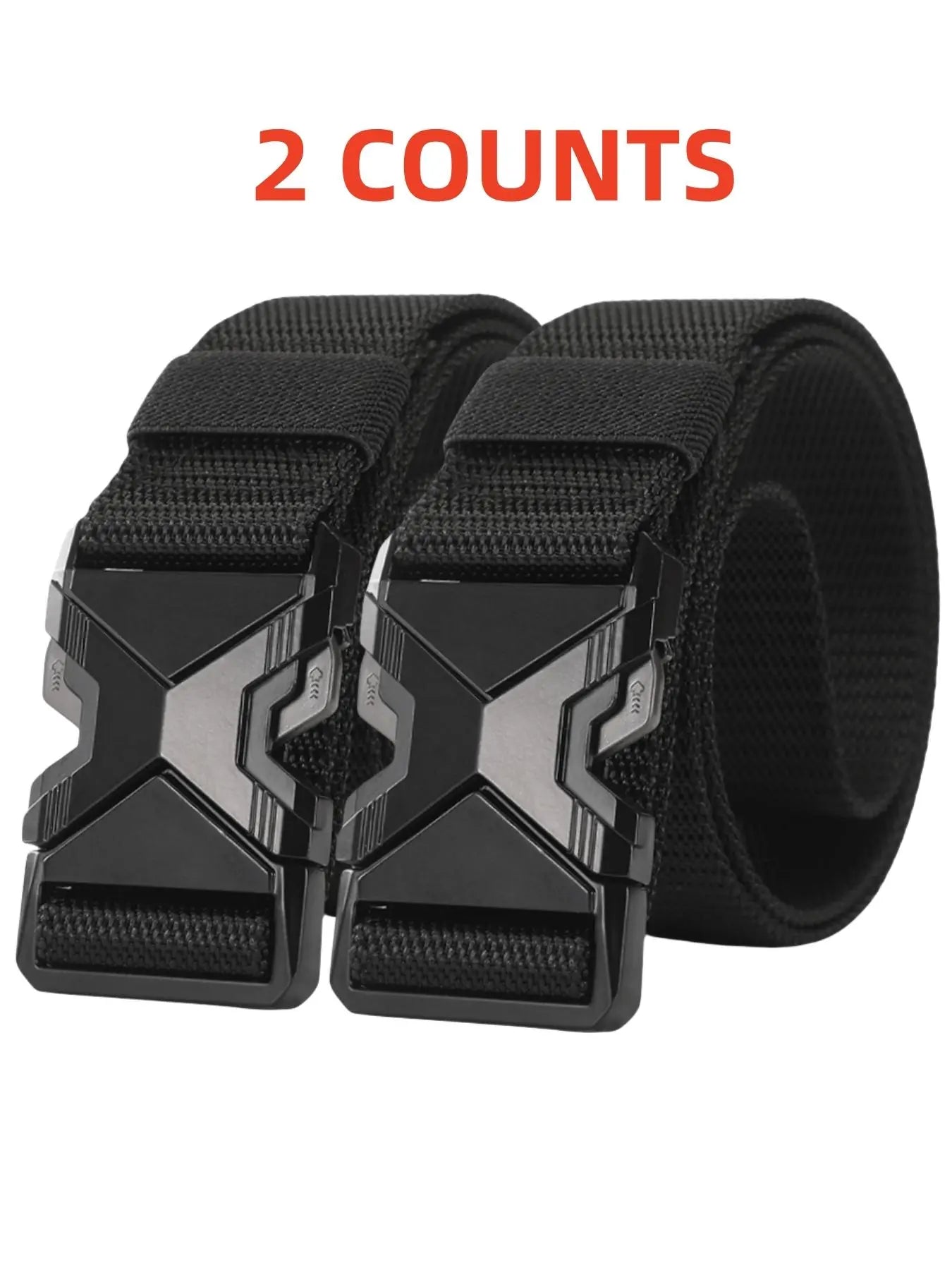2-Piece Set Men'S Adjustable Tactical Waist Belts, Durable Nylon Strap with Safety Plastic Buckle, Textured Design Belts for Outdoor & Casual Use, Web Belt