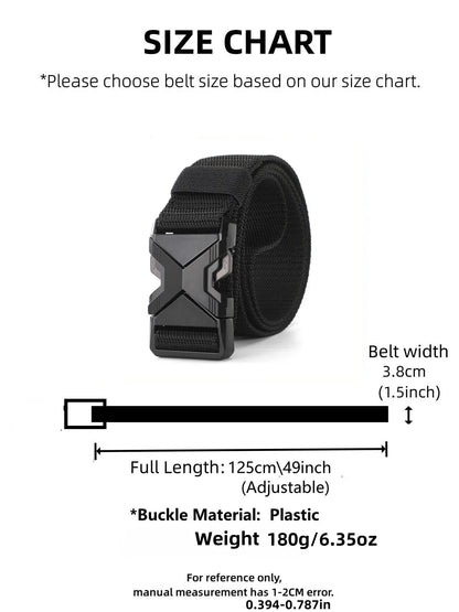 2-Piece Set Men'S Adjustable Tactical Waist Belts, Durable Nylon Strap with Safety Plastic Buckle, Textured Design Belts for Outdoor & Casual Use, Web Belt