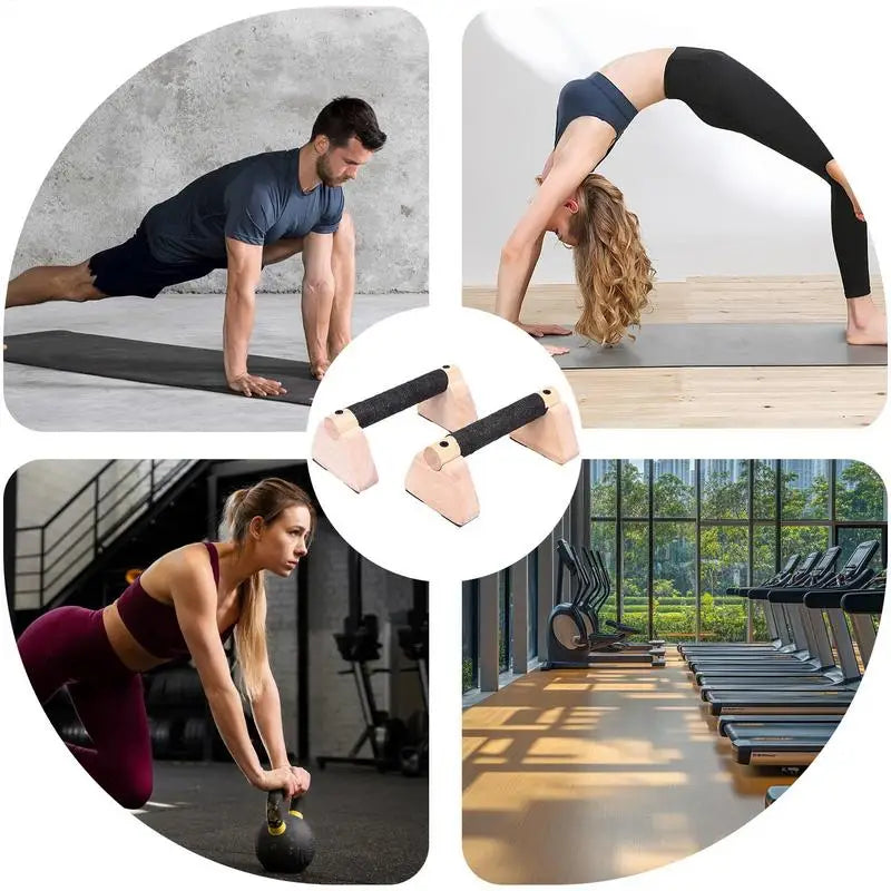 20Cm Wooden Parallettes Push up Bars, 2 PCS Wood Calisthenics Bars with Non-Slip Base, Pushup Handles for Floor Home Fitness, Workout Equipment for Men and Women Strength Training