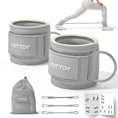 YOTTOY Women'S Adjustable Padded Ankle Straps with 3 Latex Resistance Bands (10-60 Lbs) - Cable Machine Attachment, Workout Equipment for Leg & Glute Training, Gym Stuff, Home Gym, at Home Gym Equipment
