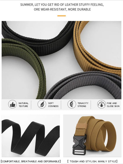 2-Piece Set Men'S Adjustable Tactical Waist Belts, Durable Nylon Strap with Safety Plastic Buckle, Textured Design Belts for Outdoor & Casual Use, Web Belt