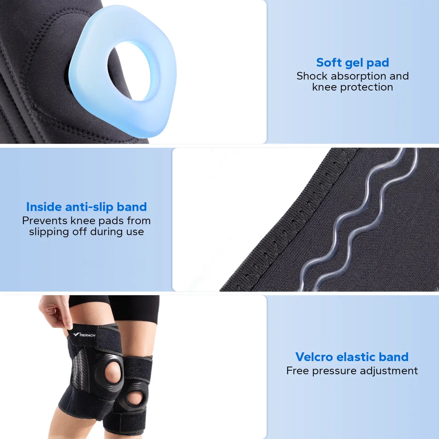 MERACH Adjustable Patellar Brace, Patella Belt, Sports Knee Sleeve - Pain Relief, Tendon Stabilization for Jumper'S Knee, Tendinitis - Multi-Sport Use Ideal for Basketball, Running Summervibes