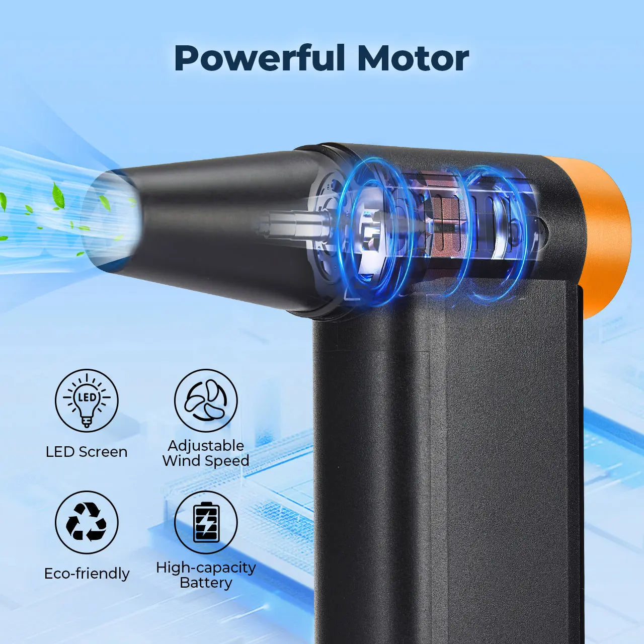 【MUNBYN Electric Air Duster】 Multifunction 100,000RPM Cordless Compressed Air Duster for Keyboard,Mini Portable Electric Air Duster,Black