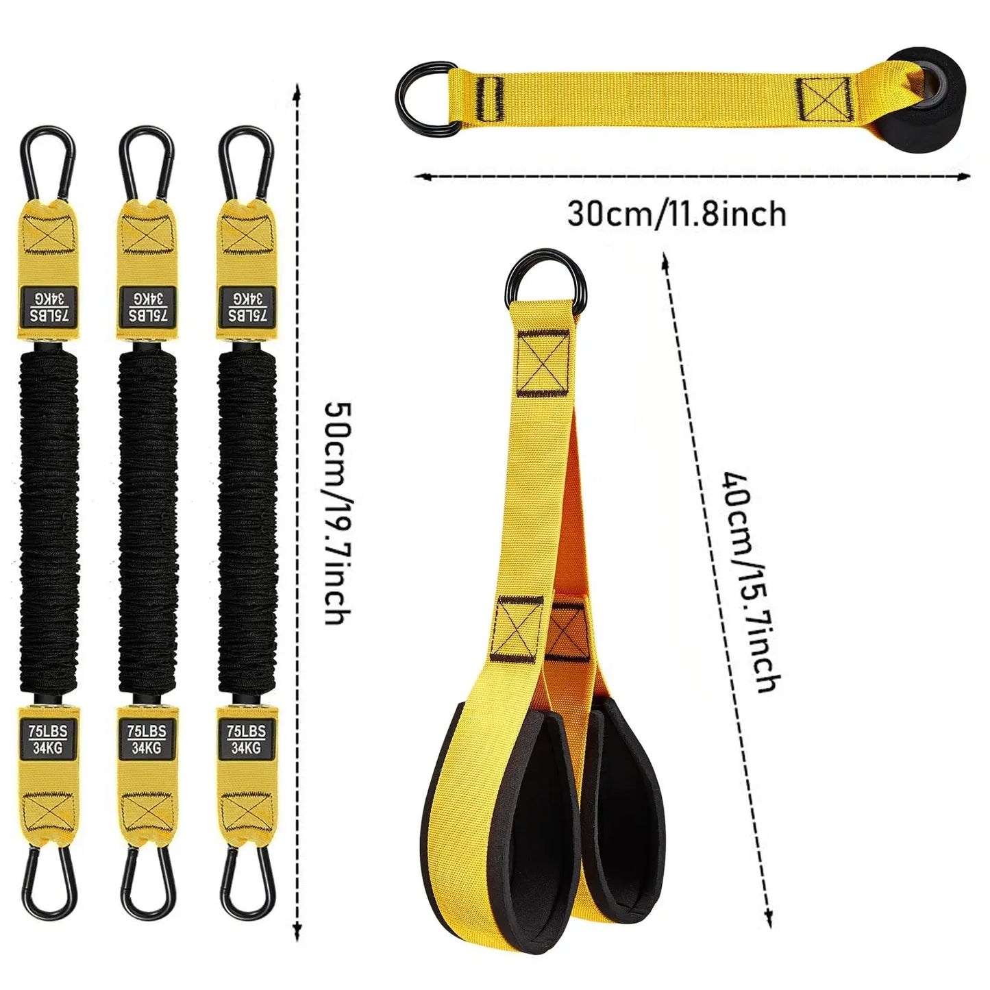 Heavy-Duty Latex Resistance Training Fitness Equipment, Exercise Equipment, Gear, Adjustable Resistance Workout Straps with 225 Lbs Capacity for Deltoid Press, Bicep Curls, Arms and Shoulder Toning, Home and Gym Workouts Tool #GLOBAL PICKS