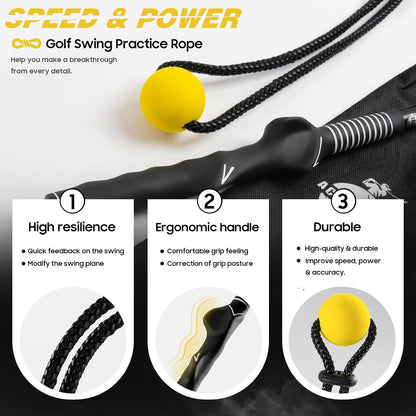 Golf Rope Swing Trainer, Golf Tyro Posture Corrector Professional Golf Training Aid, Master Tempo Golf Warm-Up Practice Equipment with Weighted Ball for Golfers of All Levels