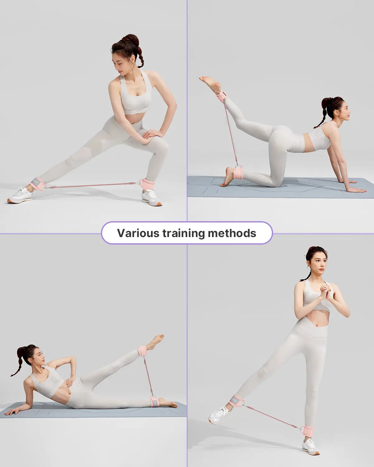 YOTTOY Women'S Adjustable Padded Ankle Straps with 3 Latex Resistance Bands (10-60 Lbs) - Cable Machine Attachment, Workout Equipment for Leg & Glute Training, Gym Stuff, Home Gym, at Home Gym Equipment