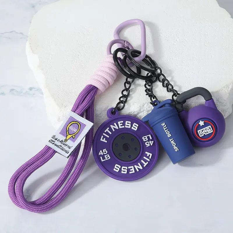 Aesthetic Dumbbell Shape Keyring with Weight Charms - Cute Keychains for Keys, Casual Wear & EDC Gear, Bag/Purse Accessory, Gift for Women & Men, Keyrings for Keys, Key Chain Decorations
