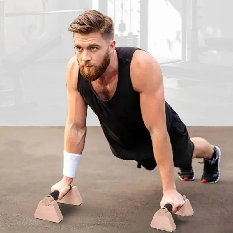 20Cm Wooden Parallettes Push up Bars, 2 PCS Wood Calisthenics Bars with Non-Slip Base, Pushup Handles for Floor Home Fitness, Workout Equipment for Men and Women Strength Training