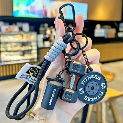 Aesthetic Dumbbell Shape Keyring with Weight Charms - Cute Keychains for Keys, Casual Wear & EDC Gear, Bag/Purse Accessory, Gift for Women & Men, Keyrings for Keys, Key Chain Decorations