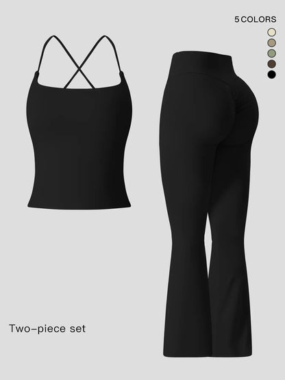 Women'S Sportswear Two-Piece Set High-Strength Support Yoga Quick-Dry Form Fitting Activewear Tight-Fit Fitness Clothing Casual Sports Wear Gym Yoga Activewear