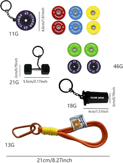 Aesthetic Dumbbell Shape Keyring with Weight Charms - Cute Keychains for Keys, Casual Wear & EDC Gear, Bag/Purse Accessory, Gift for Women & Men, Keyrings for Keys, Key Chain Decorations
