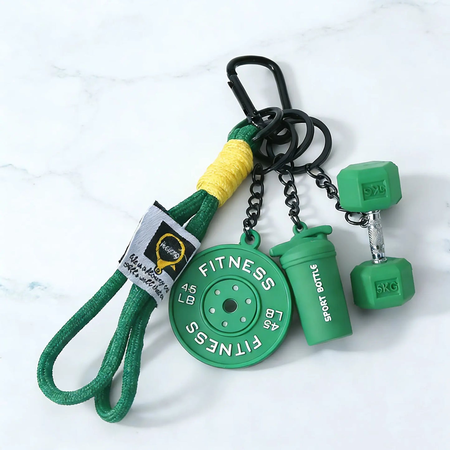 Aesthetic Dumbbell Shape Keyring with Weight Charms - Cute Keychains for Keys, Casual Wear & EDC Gear, Bag/Purse Accessory, Gift for Women & Men, Keyrings for Keys, Key Chain Decorations