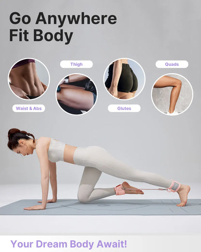 YOTTOY Women'S Adjustable Padded Ankle Straps with 3 Latex Resistance Bands (10-60 Lbs) - Cable Machine Attachment, Workout Equipment for Leg & Glute Training, Gym Stuff, Home Gym, at Home Gym Equipment