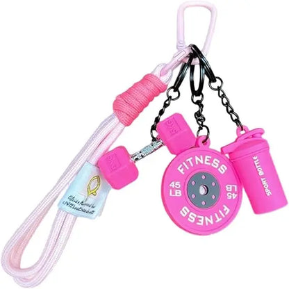 Aesthetic Dumbbell Shape Keyring with Weight Charms - Cute Keychains for Keys, Casual Wear & EDC Gear, Bag/Purse Accessory, Gift for Women & Men, Keyrings for Keys, Key Chain Decorations