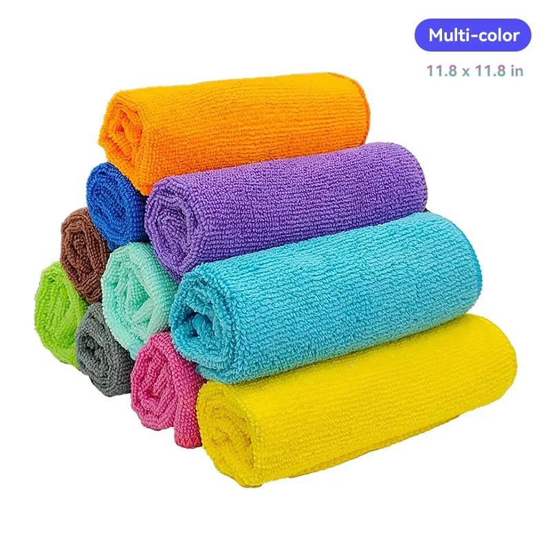 10 Counts Microfiber Cleaning Cloth Set, Multi-Color Reusable Absorbent Towels for Car Washing, Car Drying Towel, Car Wash Accessory, Home and Kitchen, 11.8X11.8 Inch Multi-Purpose Cleaning Tools, Kitchen Towel Replacement, Microfiber Cloth Replacements