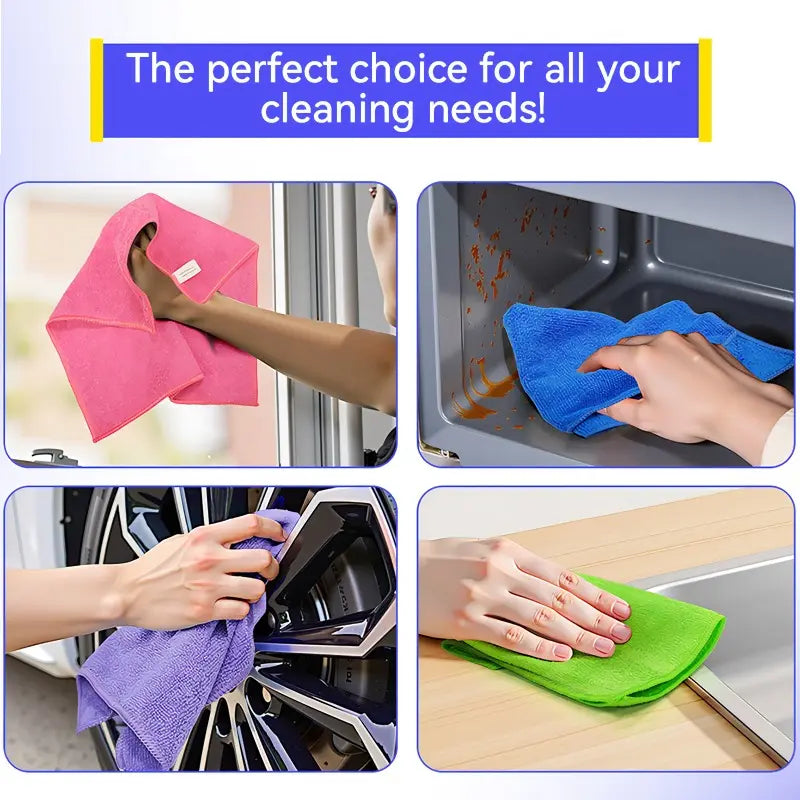 10 Counts Microfiber Cleaning Cloth Set, Multi-Color Reusable Absorbent Towels for Car Washing, Car Drying Towel, Car Wash Accessory, Home and Kitchen, 11.8X11.8 Inch Multi-Purpose Cleaning Tools, Kitchen Towel Replacement, Microfiber Cloth Replacements