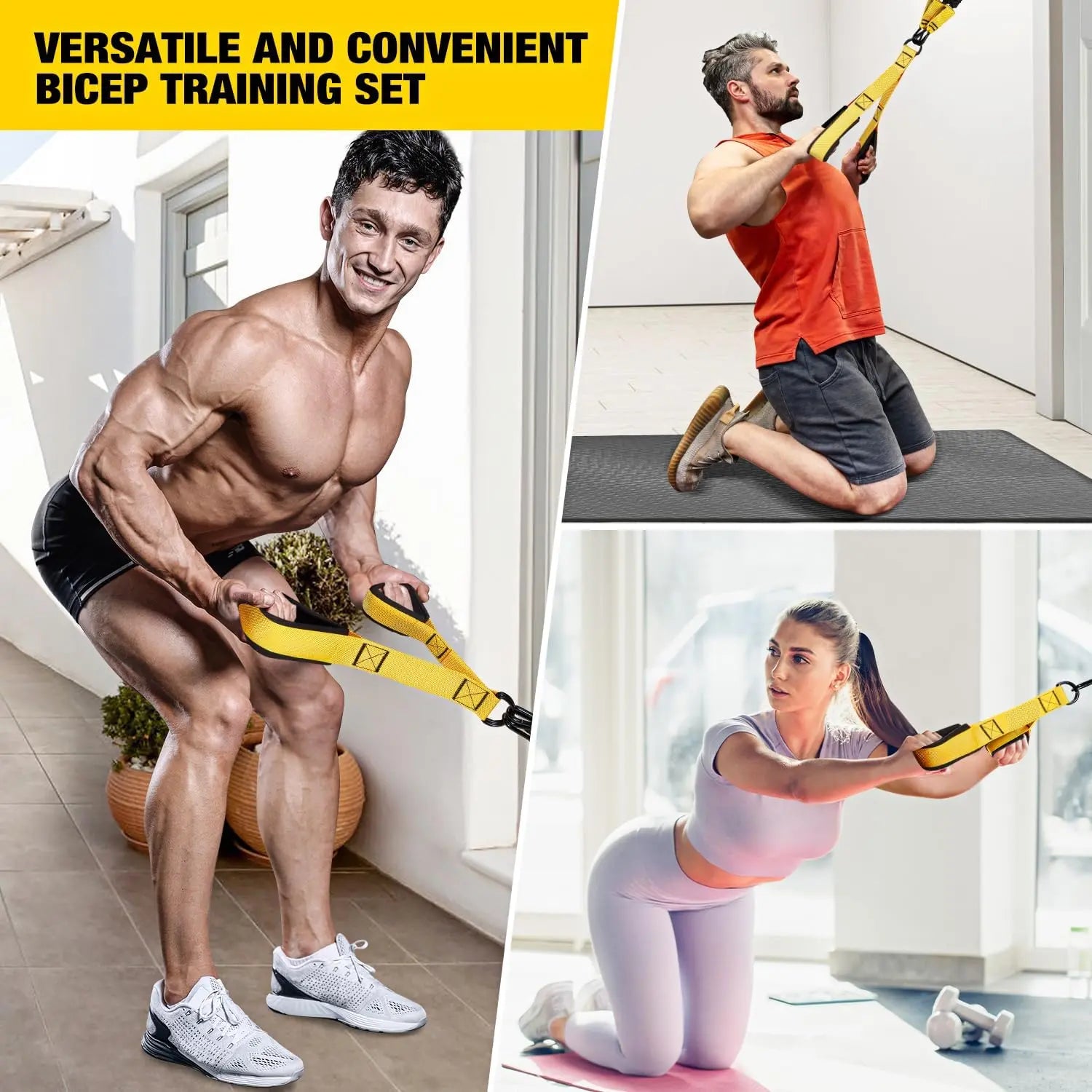 Heavy-Duty Latex Resistance Training Fitness Equipment, Exercise Equipment, Gear, Adjustable Resistance Workout Straps with 225 Lbs Capacity for Deltoid Press, Bicep Curls, Arms and Shoulder Toning, Home and Gym Workouts Tool #GLOBAL PICKS
