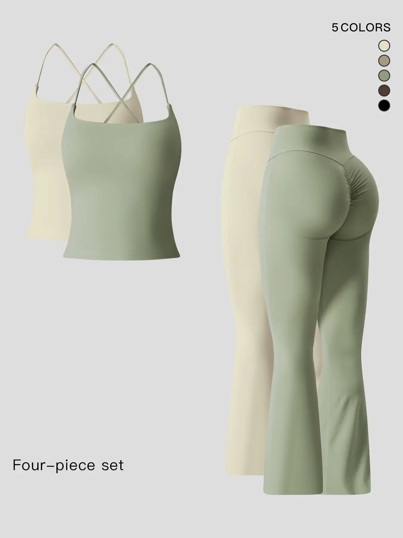 Women'S Sportswear Two-Piece Set High-Strength Support Yoga Quick-Dry Form Fitting Activewear Tight-Fit Fitness Clothing Casual Sports Wear Gym Yoga Activewear