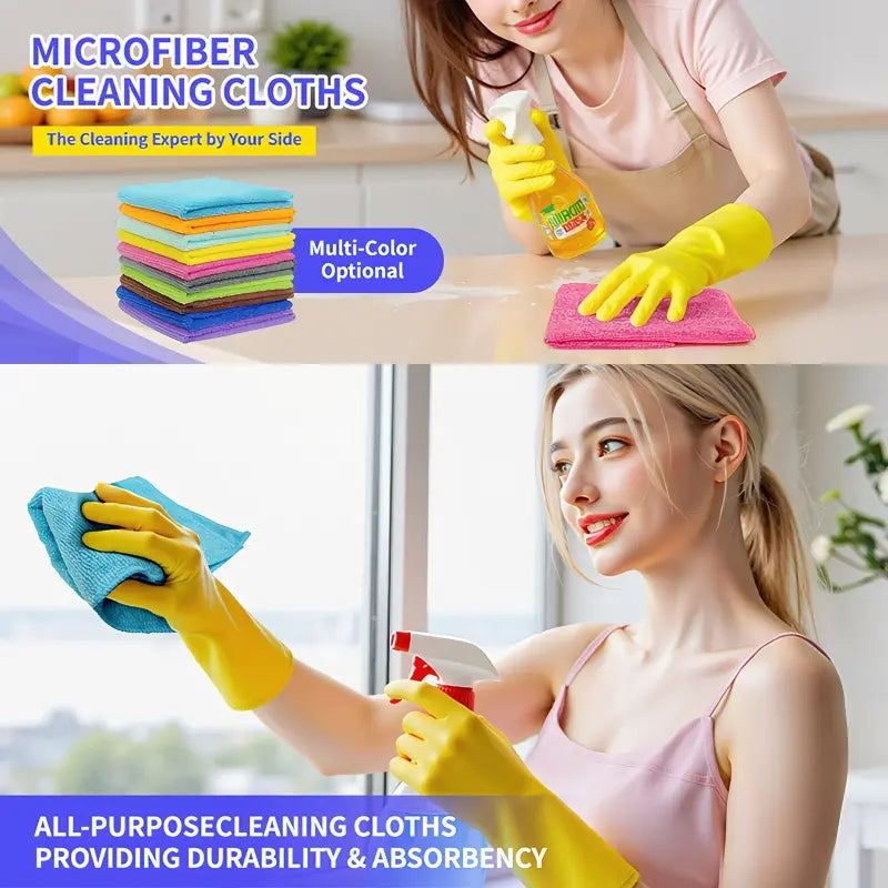 10 Counts Microfiber Cleaning Cloth Set, Multi-Color Reusable Absorbent Towels for Car Washing, Car Drying Towel, Car Wash Accessory, Home and Kitchen, 11.8X11.8 Inch Multi-Purpose Cleaning Tools, Kitchen Towel Replacement, Microfiber Cloth Replacements