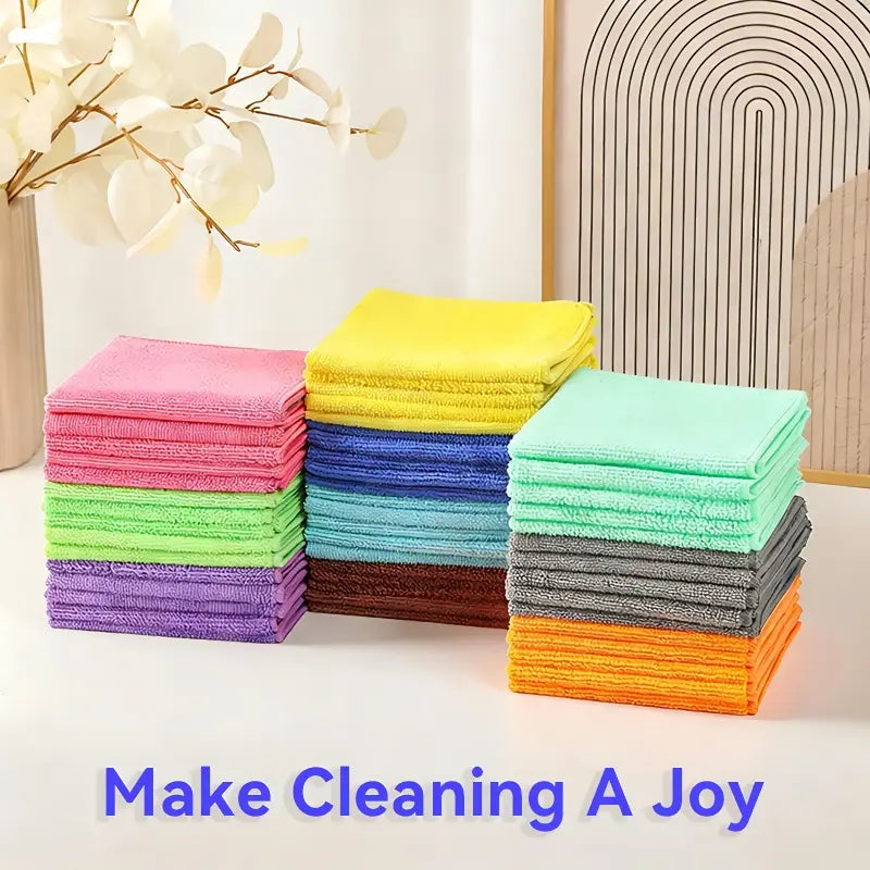 10 Counts Microfiber Cleaning Cloth Set, Multi-Color Reusable Absorbent Towels for Car Washing, Car Drying Towel, Car Wash Accessory, Home and Kitchen, 11.8X11.8 Inch Multi-Purpose Cleaning Tools, Kitchen Towel Replacement, Microfiber Cloth Replacements