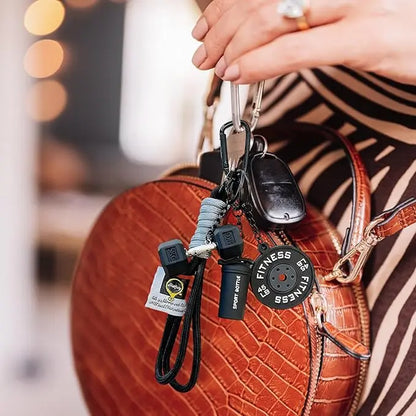 Aesthetic Dumbbell Shape Keyring with Weight Charms - Cute Keychains for Keys, Casual Wear & EDC Gear, Bag/Purse Accessory, Gift for Women & Men, Keyrings for Keys, Key Chain Decorations