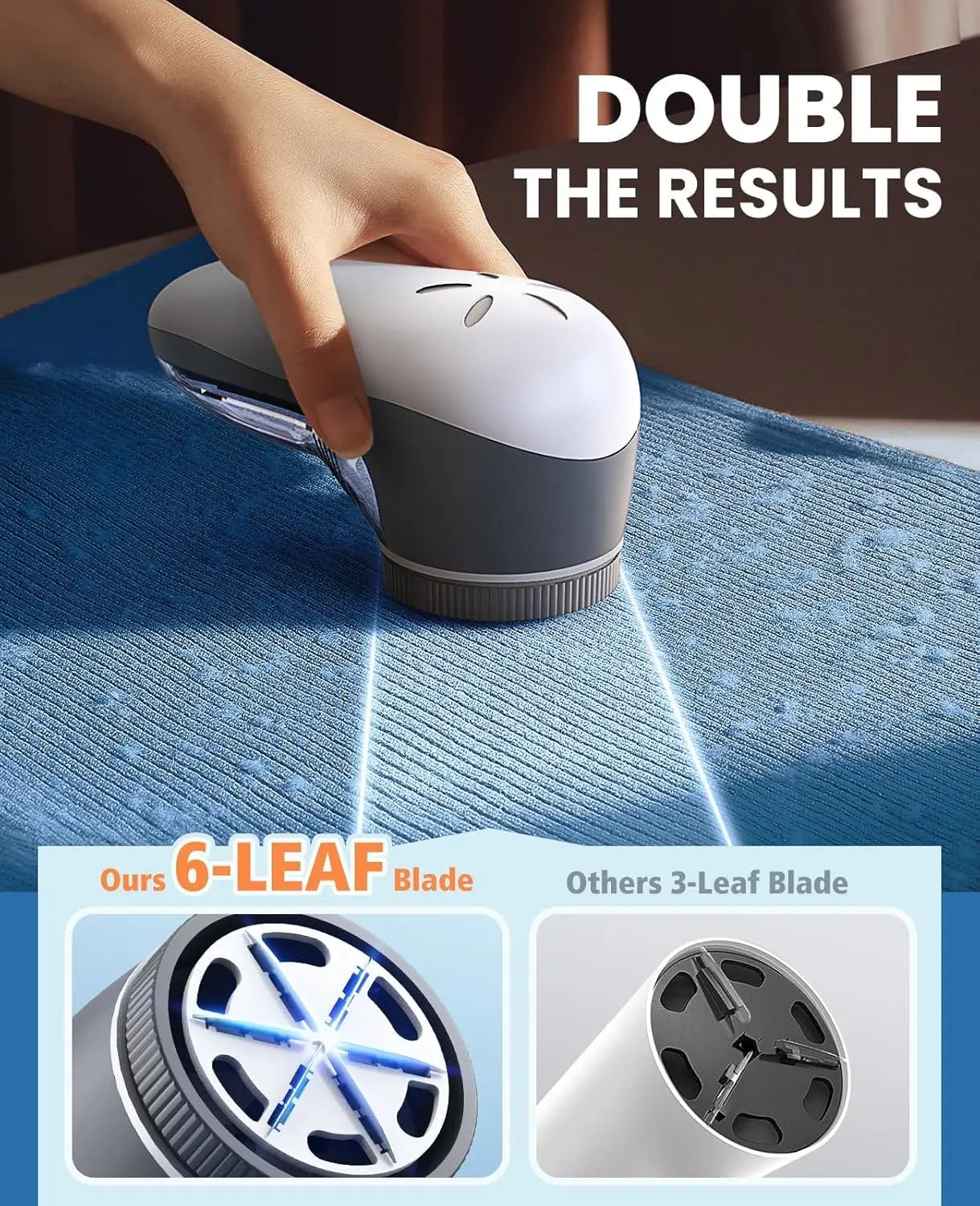 POPCHOSE Fabric Shaver, Lint Remover for Clothes, Electric Lint Shaver with 6-Leaf Blades, Sweater Shavers to Remove Pilling for Clothing, Couch, Furniture, Fuzz, Lint Ball, Pillings, USB Rechargeable POPCHOSE Technology